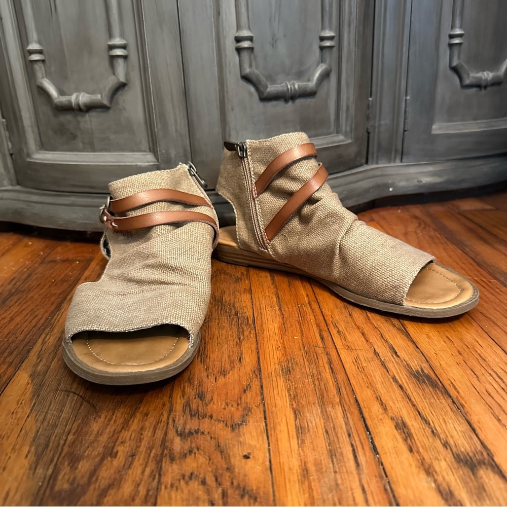 Tan and Brown Open-Toe Sandals